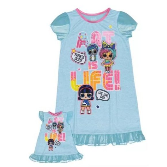 L.O.L Surprise! Art is Life Nightgown with Matching Doll Nightgown - Picture 1 of 1